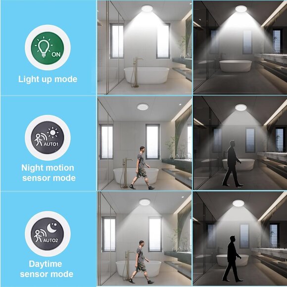 Rechargeable Motion Sensor Ceiling Light Remote Battery Operated LED - Picture 6 of 7